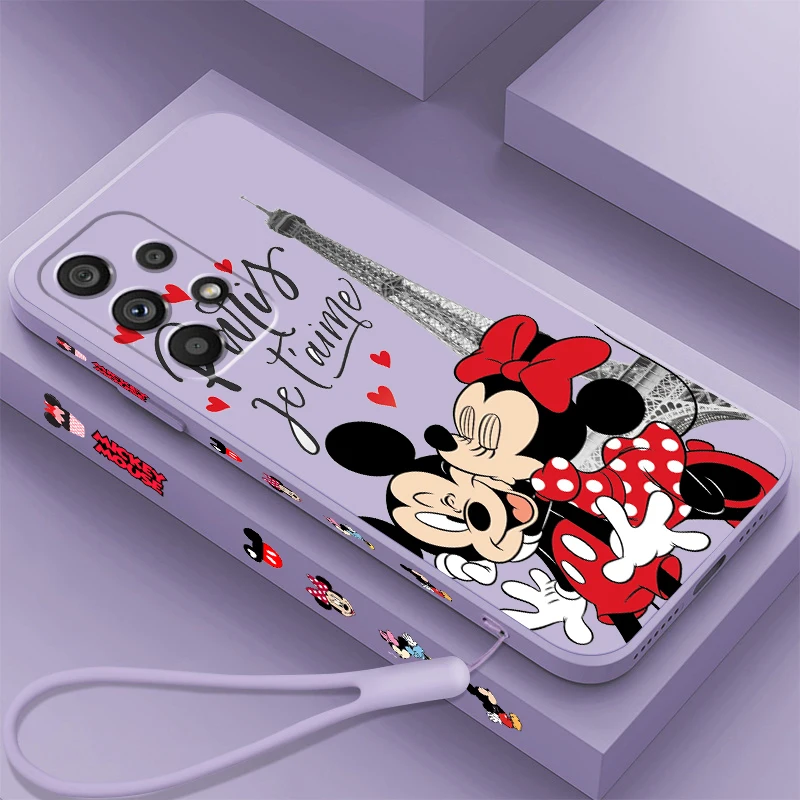 Disney London Minnie Mickey Liquid Corda Sinistra Per Samsung A53 A52 S A33 A32 A51 A71 A21S A13 A73 A50 A72 A23 A12 5G Soft