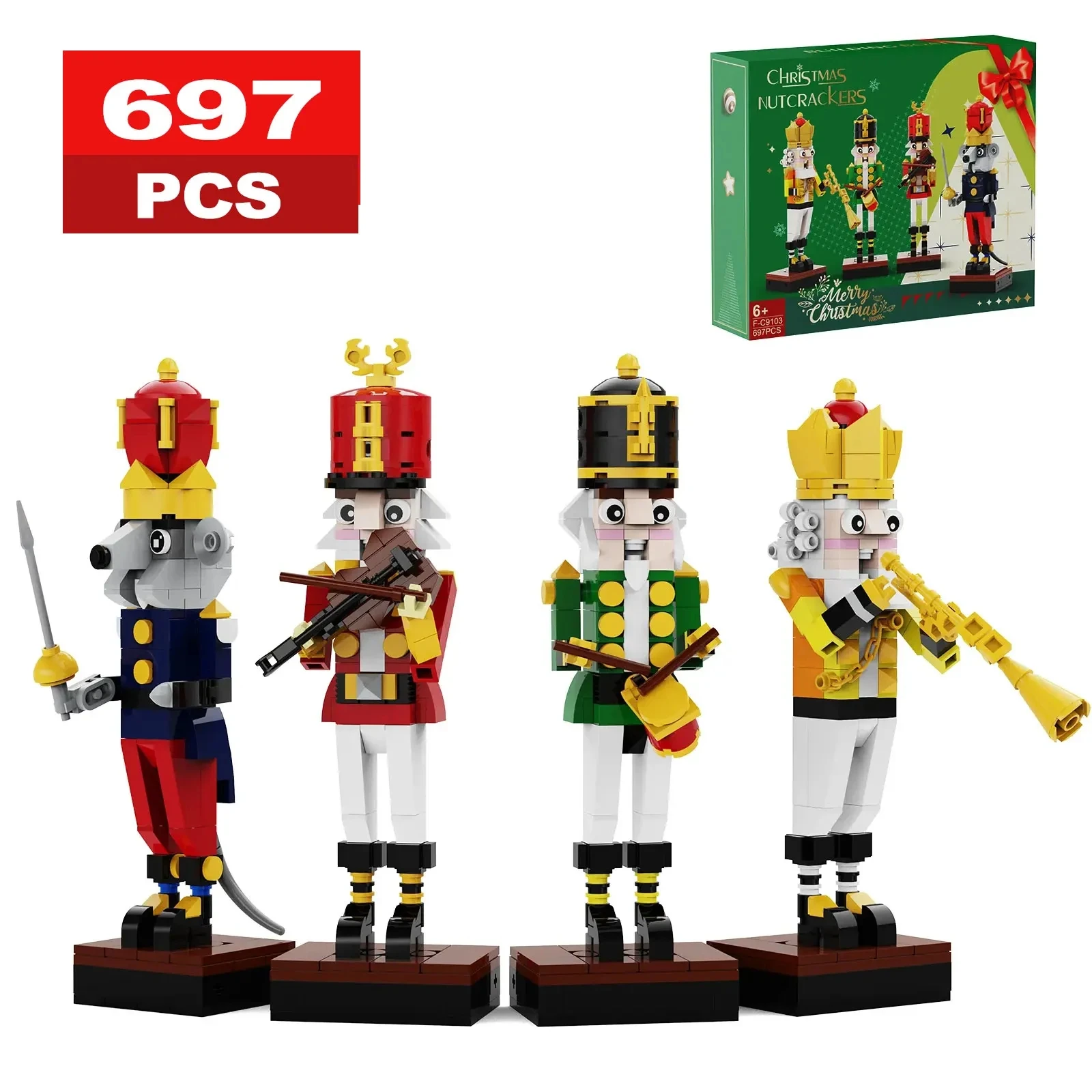 

Christmas Nutcracker Building Block Set Mouse King Trumpeter Soldier Drummer Knight Figures Bricks Toy For Children Xmas Gift