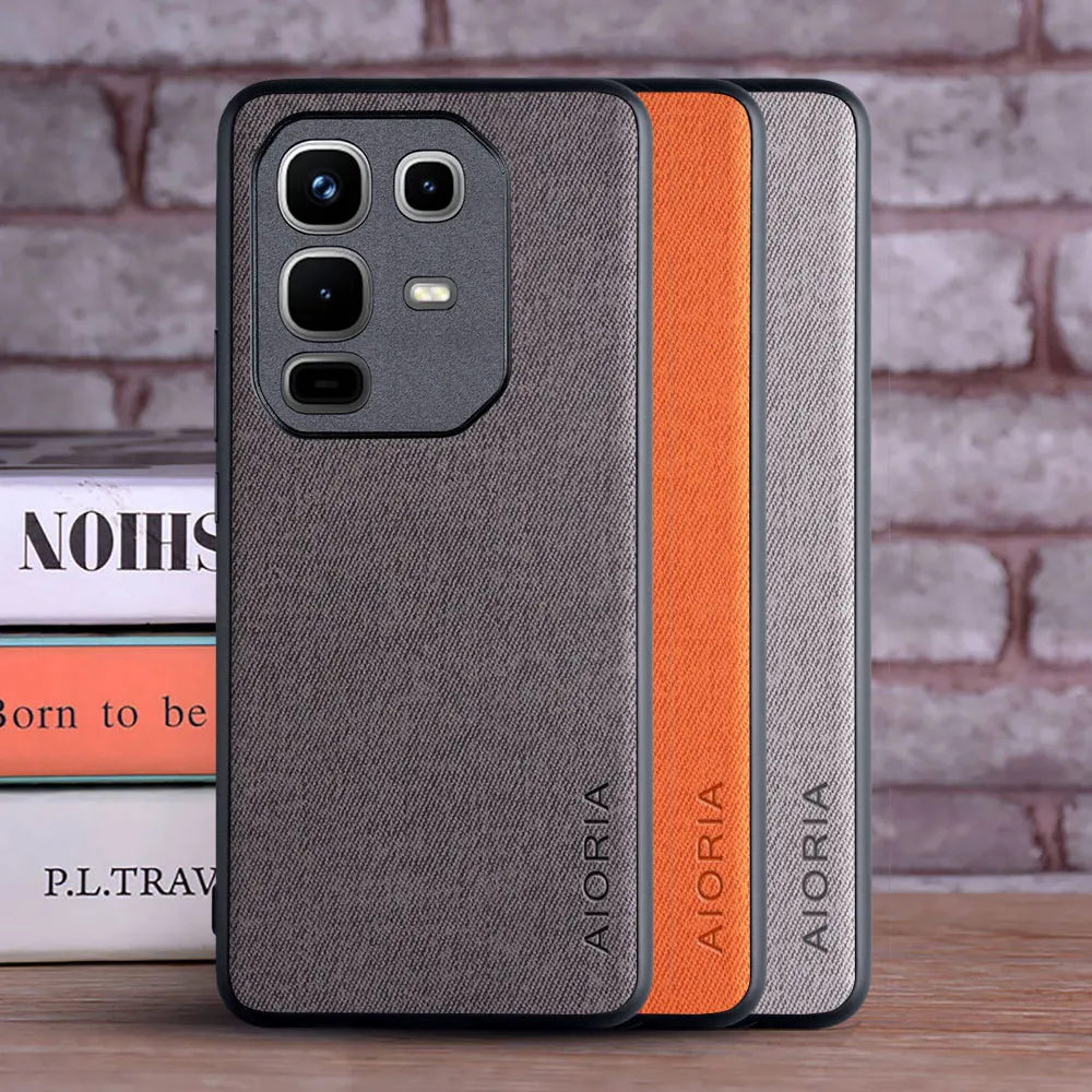Fashion Textile Leather & TPU Hard Shell 3-in-1 Protective Phone Case