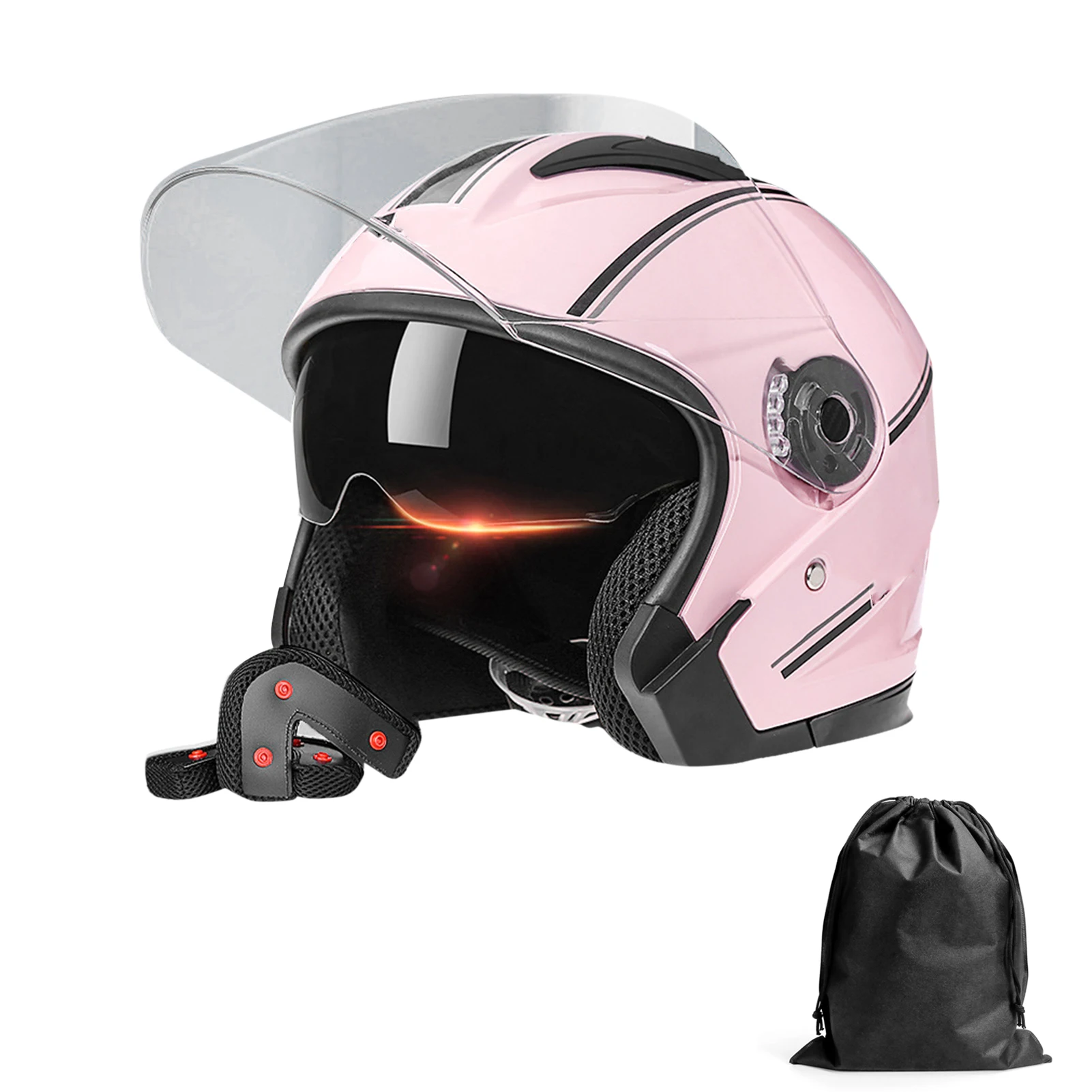 3/4 Open Face Motorcycle Helmets Dual Visors Men s and Women s Motorbike Half Helmet For Moped Cruiser Dual Visors Helmet