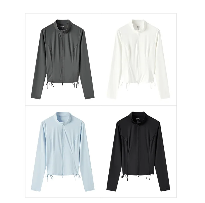 Chaqueta de protección solar de hilo original para mujer, ajustada, de verano, con sensación fresca, corta y fina, de seda helada.