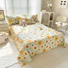 Daisy Cotton Sheet Set Queen Size Kids Room Botanical Flower Bedding Set Bed Sheets and Pillowcases Flat Sheet for Bedroom Decor 1