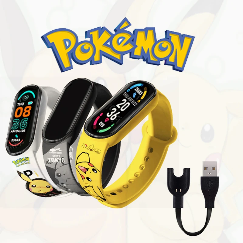 Original 2022 Pokemon Pikachu Smart Digital Watch Rechargeable Smart Bracelet Sports Bracelet Children's Birthday GiftClock