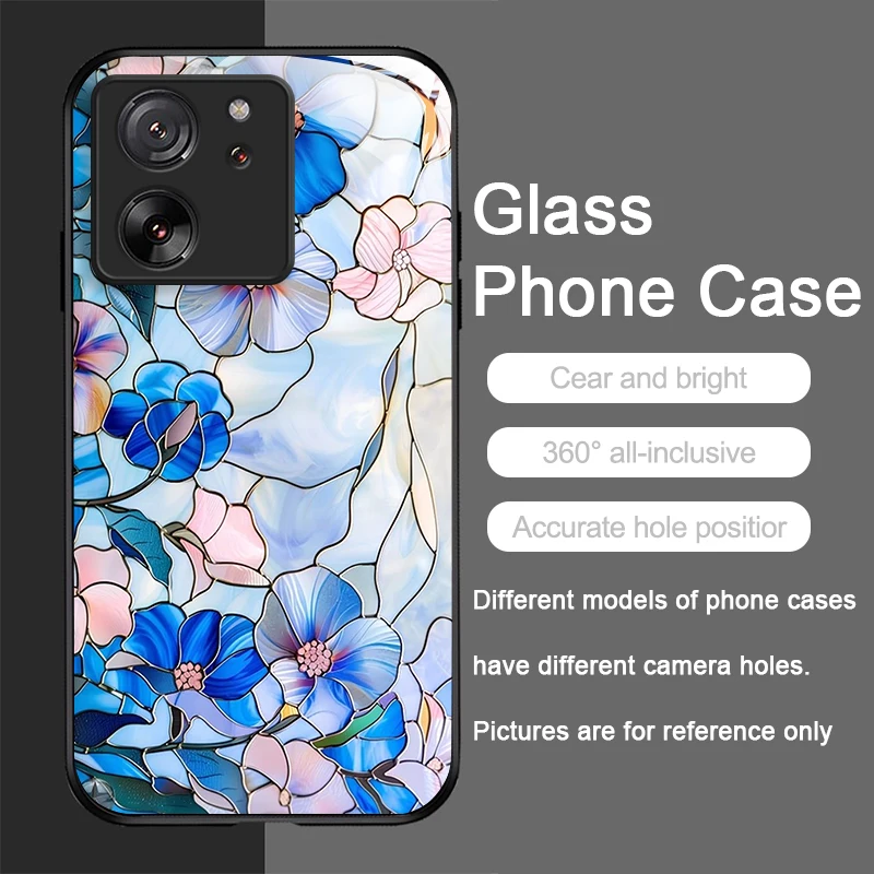 Luxury Flower Marble Texture Tempered Glass Phone Case - Elegant Design, Durable Hard Cover