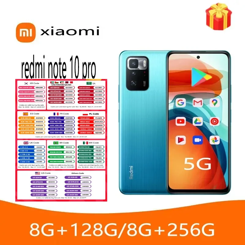 Xiaomi Redmi Note 10 Pro 5G Smartphone Dimensity 1100 Android 11 Cellulare Cellulare