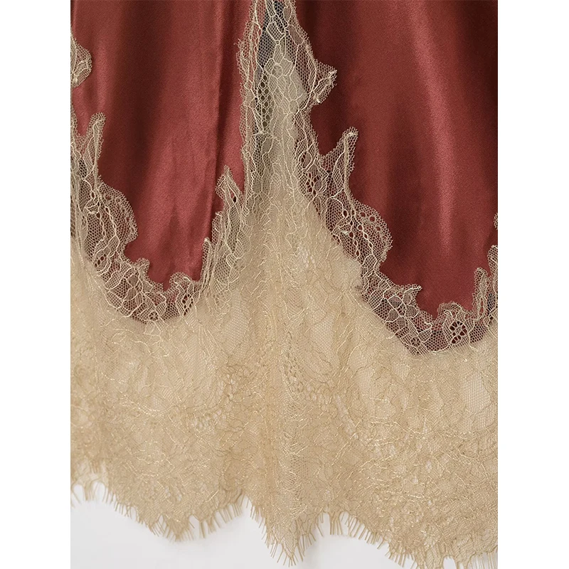 Women Lace Midi Skirt Elegant Long Skirts 2026 New Fashion Satin Lady Spring Summer Evening Party Skirts ﻿Mujer