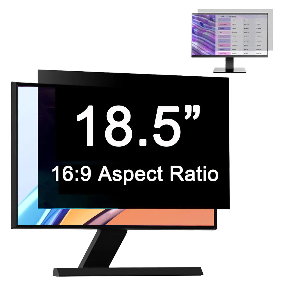 

18.5 Inch Computer Privacy Screen Filter 16:9 Aspect Ratio Anti-Blue Light and Anti Glare Removable For 18.5" Desktops