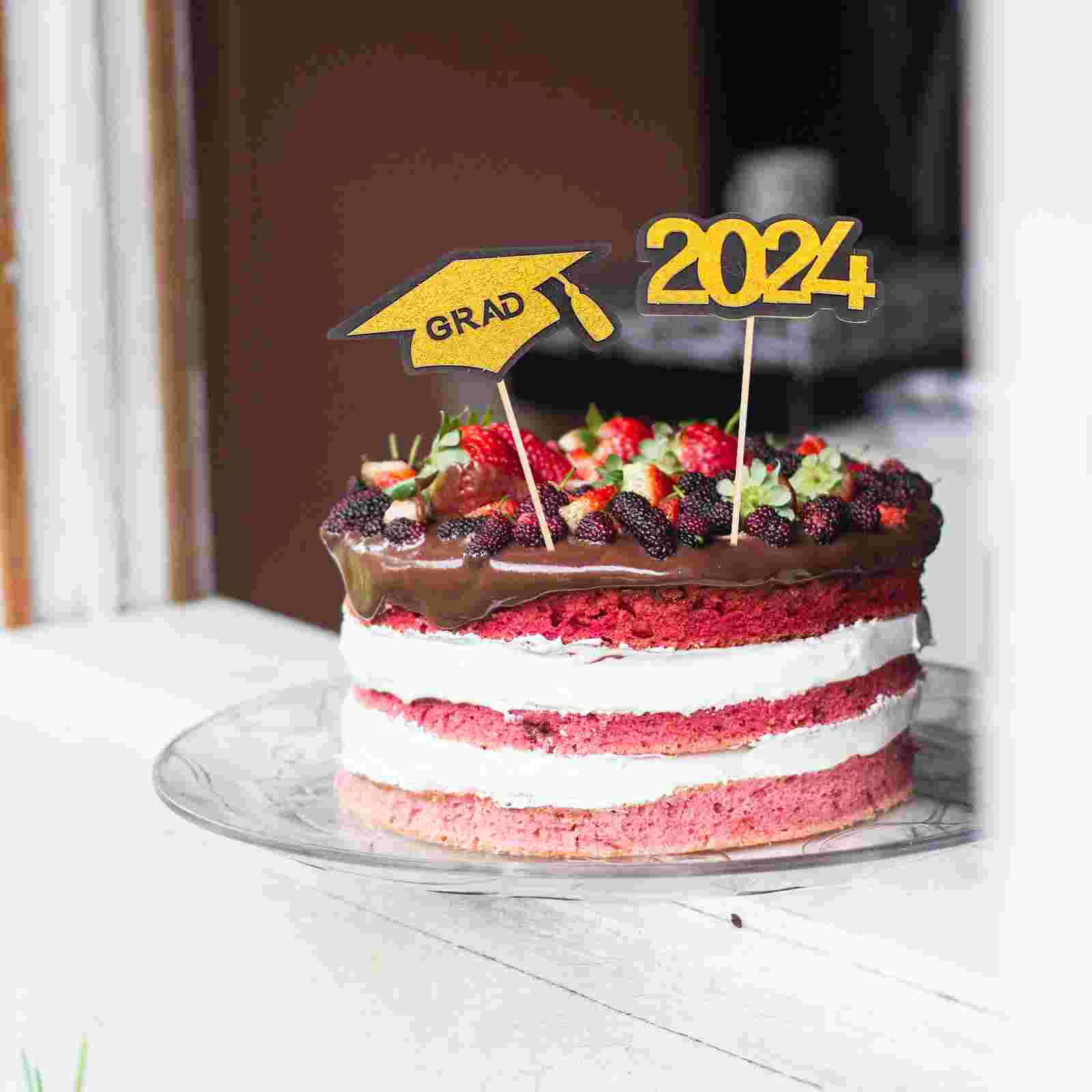 

12pcs Cupcake Paper Topper 2024 Graduation Cake Insertion Decor Party Cake Picks Cake Toppers