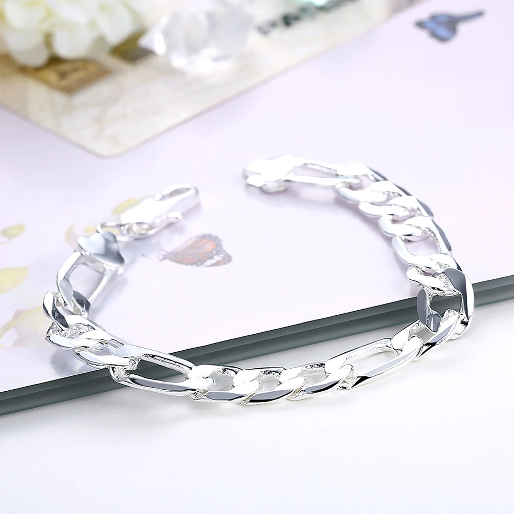 

925 Sterling Silver Classic 10MM Geometry Chain Bracelets for Women Fashion Designer Party Wedding Jewelry Holiday Gifts