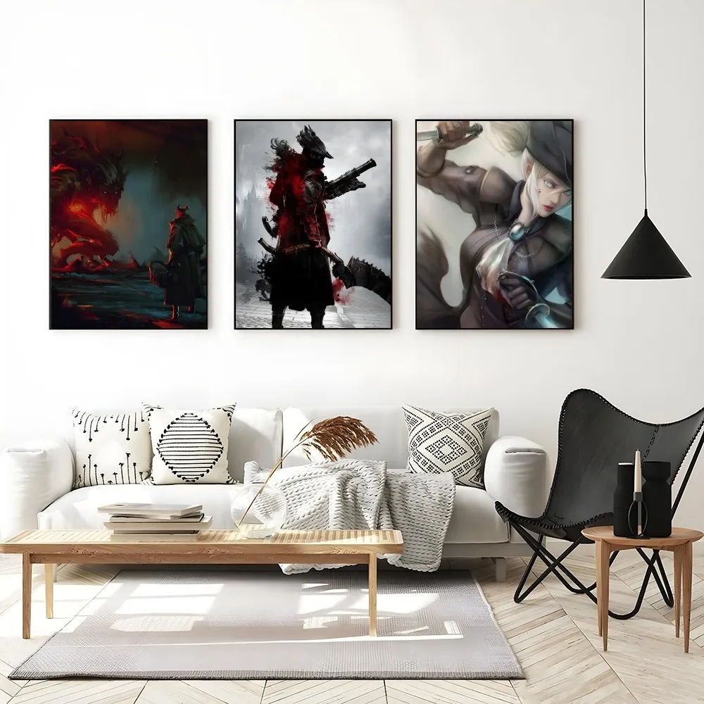 1PC Bloodborne Game Poster Self-adhesive Art Waterproof Paper Sticker Coffee House Bar Room Wall Decor