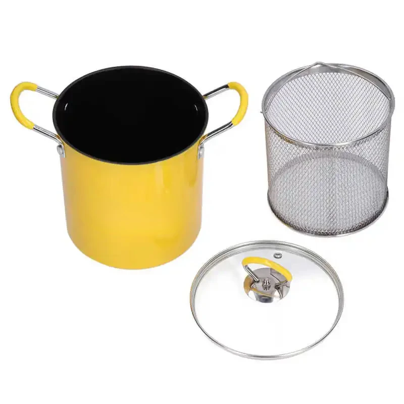 3L Mini Deep Fryer Pot Stainless Steel Japanese Frying Pot with Oil Filter Rack Lid for Home Kitchen Cooking Appliances Cookware