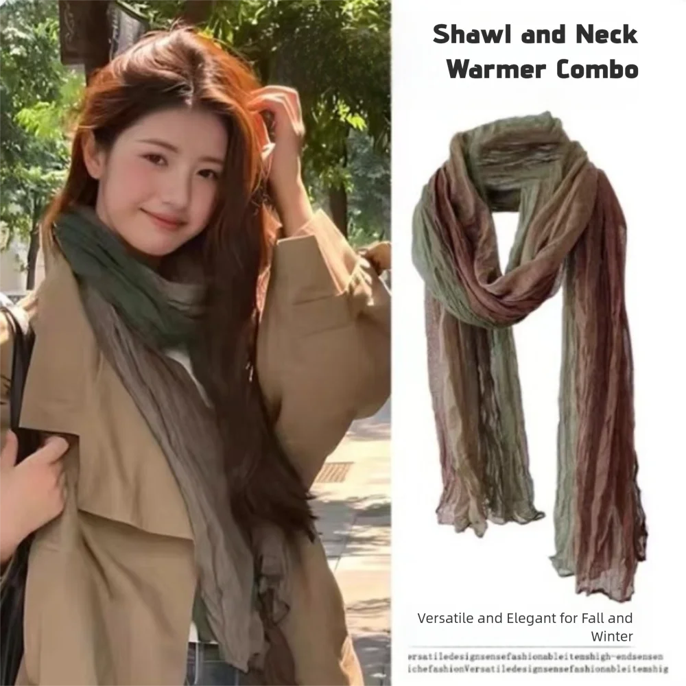 Polyester Lightweight Gradient Scarf for Women and Men