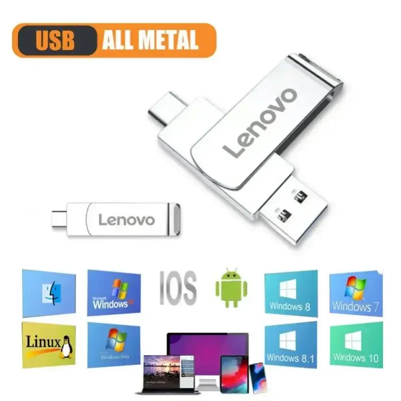 Flash drive Lenovo 64TB USB 3.1 High Speed Transfer Metal Waterproof
