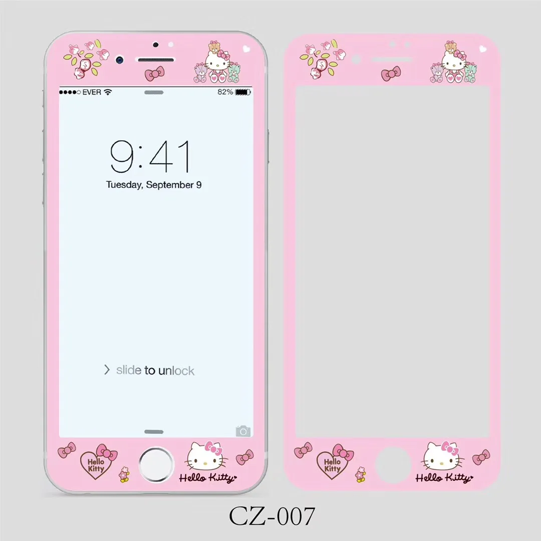 Cartoon Hello Kitty Pattern 3D Tempered Glass Screen Protector For Iphone 7 8 Plus Protective Toughened Film For Iphone 6 6Splus