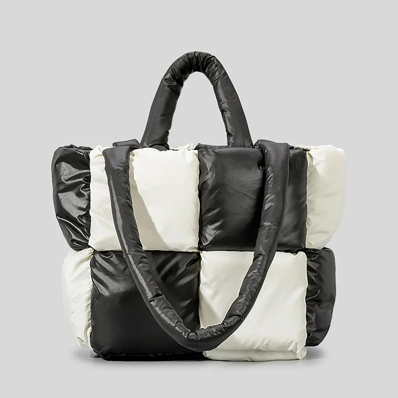 Women Handbags Fashion Large Tote Padded Handbags Designer Quilted Women Shoulder Bags Luxury Nylon Down Cotton Crossbody Bag Winter Purse