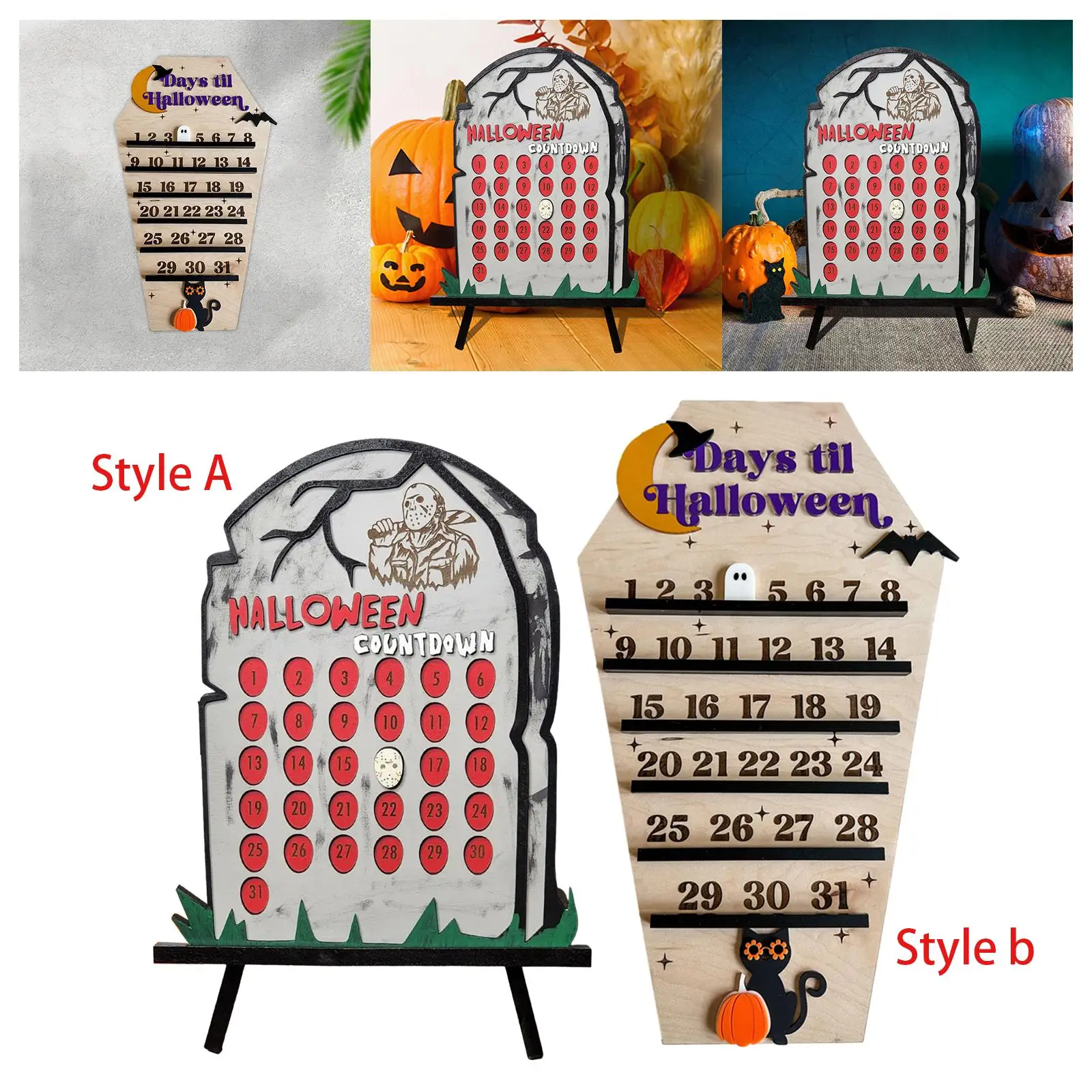 Halloween Calendar Art Craft Durable Halloween Countdown Sign Ornament for  Festive Home Holiday Haunted House Halloween Decor - AliExpress