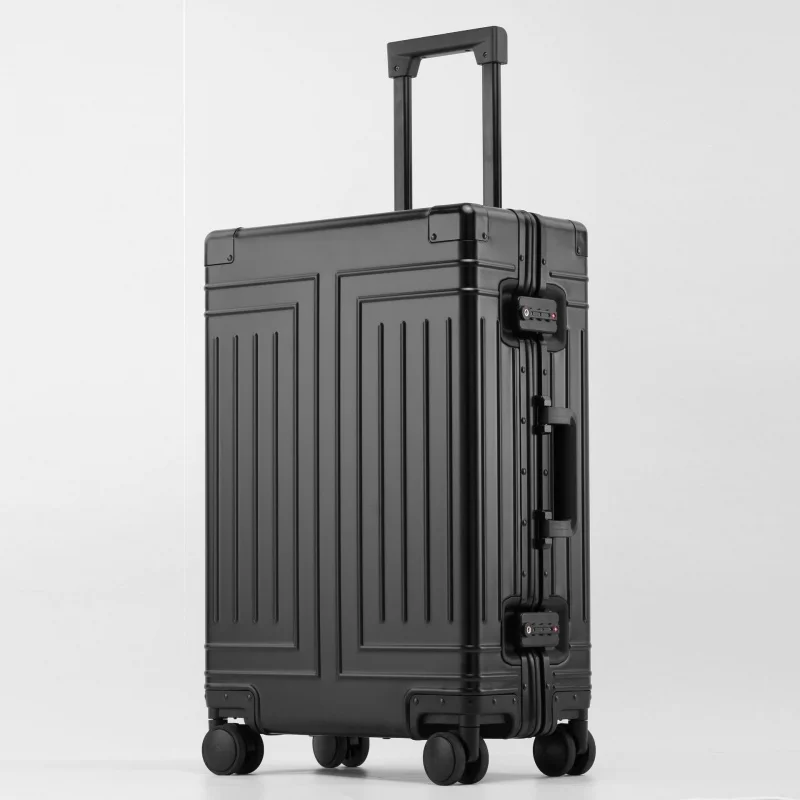 Aluminum-Magnesium Alloy Trolley Case Luggage Men's and Women's Universal Wheel Password Suitcase  Combination lock Luggage