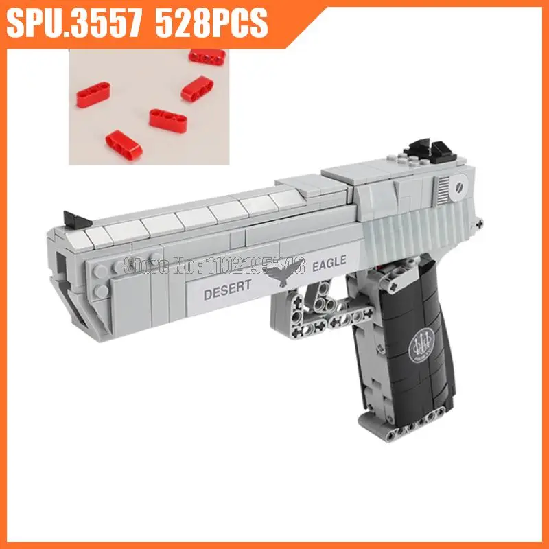 Xb24004 528pcs Military Desert Eagle Gun Pistol 1:1 With Bullet