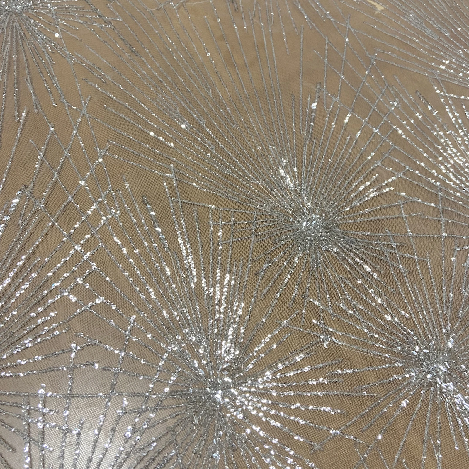 Super Bright Fireworks Pattern Crystal Sequin Tulle Embroidery Suitable For Wedding Dresses Evening Dresses Tablecloth Curtains