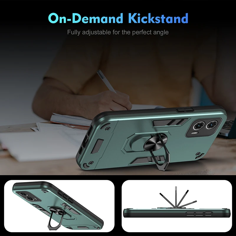 Enhanced Protective Armor Case with Ring Stand and Camera Lens Guard