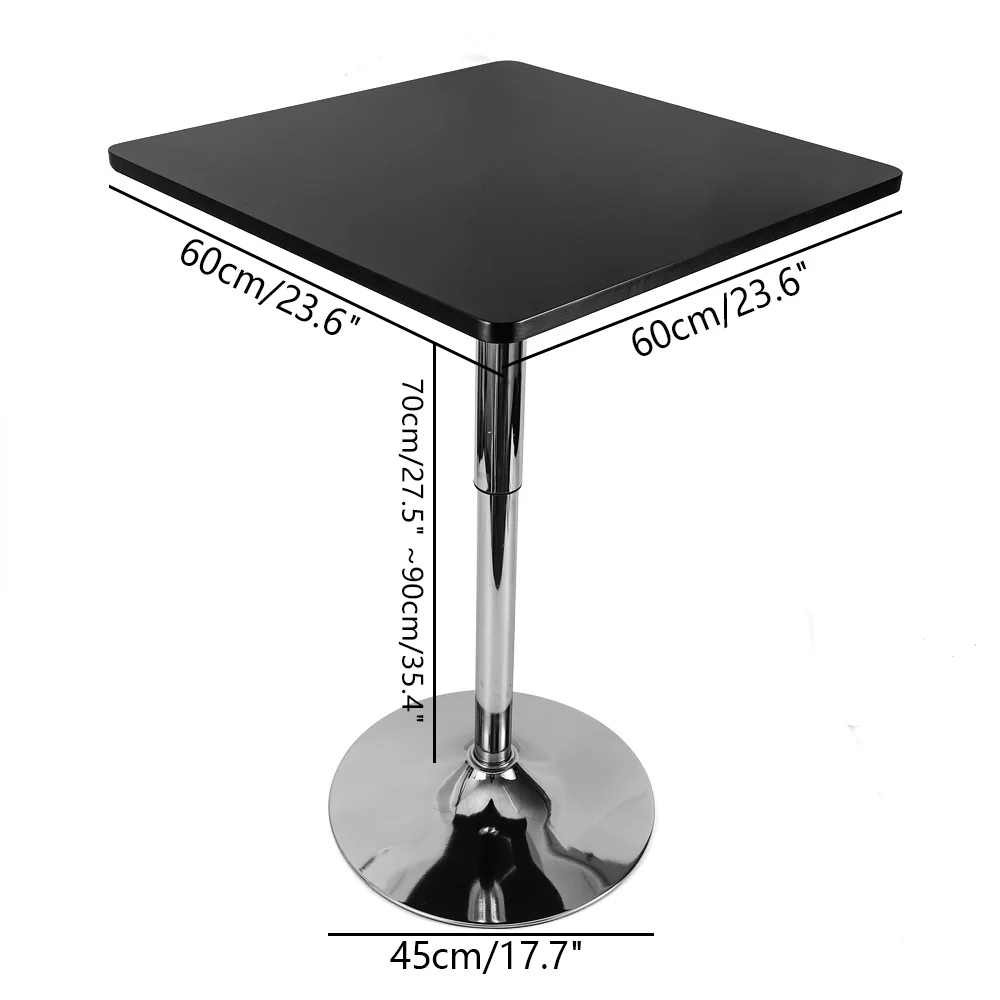 Vertical Bar Table Stainless Steel Base Modern Pub Table Adjustable Height Pedestal Tall Tables Cocktail Square High Top