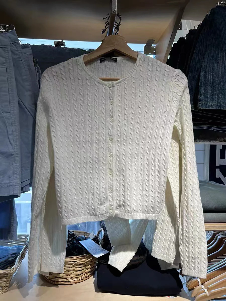 トップス 2025SS HARD TWIST CASHMERE KNIT CARDIGAN 2023 Winter/Autumn Women's Cashmere Loose Cardigan Long