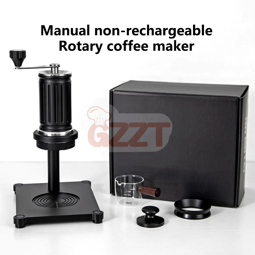 GZZT Manual Spinning Coffee Machine Espresso Ltalian Coffee Maker Portable Home Outdoor Stainless Steel Hand Pressure Coffee