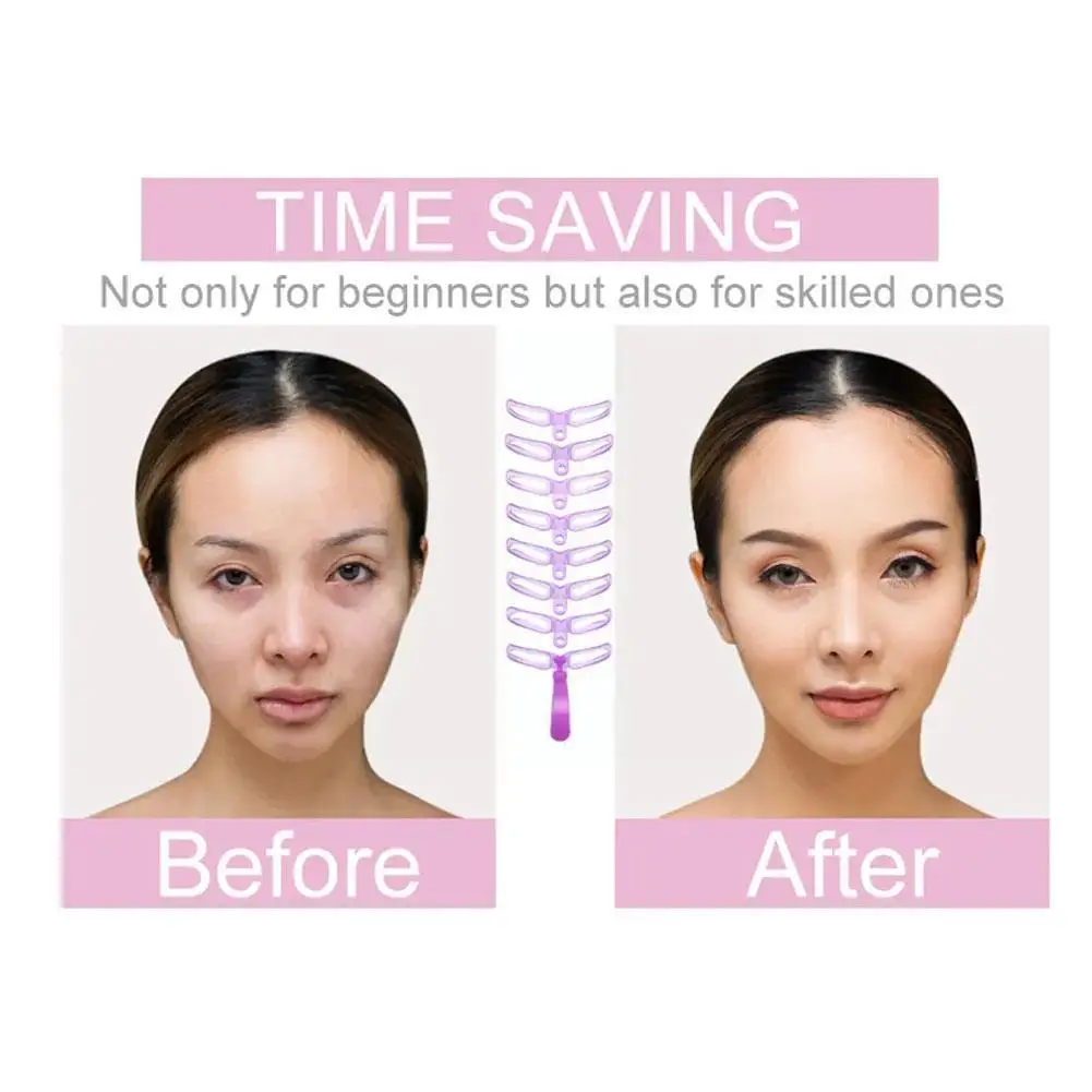 Makeup Tools Eyebrow Stencil Tool Eye Makeup Tools Reusable 8 In1 Eyebrow Shaping Template Helper Grooming Eyebrow Defining Shaper Card Kit Makeup Stencil F3N7