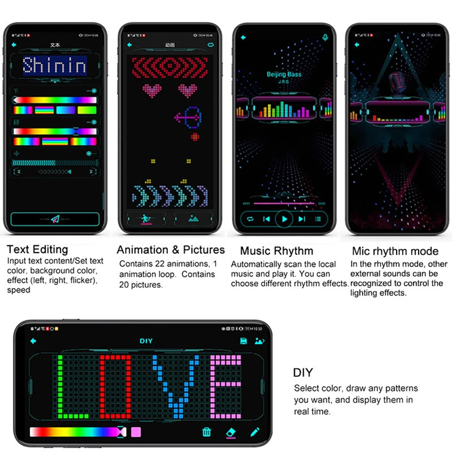 RGB LED Luminous Glasses Eye Patch Bluetooth APP Control Light Up Quick Flash Prop for Halloween Festival KTV Bar Party