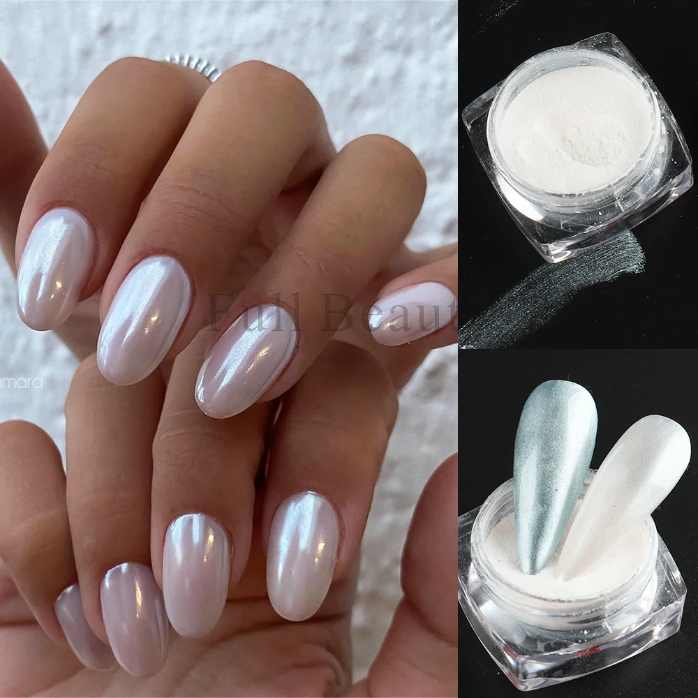 Aurora Chrome Nail Powder White Pearl Pigment Mirror Effect Rubbing Dust Irridescent Pink Glitter For Nails Manicure Flake NTCGH nail powder nail glitter nail pigment nail decoration nail decorations nail flakes