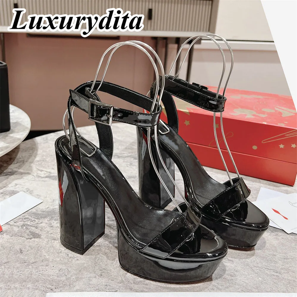 

Женские массивные сандалии LUXURYDITA, роскошные дизайнерские сандалии на высоком каблуке 13 см, праздничные свадебные сандалии на красном каблуке под заказ, h2019