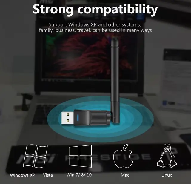 150Mbps Mini USB WiFi Adapter MT7601 Wireless Network Card wifi Receiver Dongle 802.11 b/g/n for PC Laptop Windows 2.4G 3