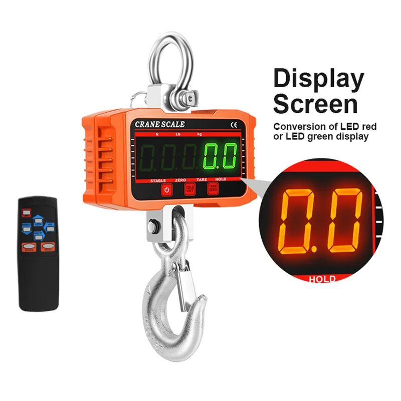 

1500kg/1000kg/500kg Digital Crane Scale with 65ft Remote Control Heavy Duty Hanging Scale LED Industrial Hook Weighing Scales