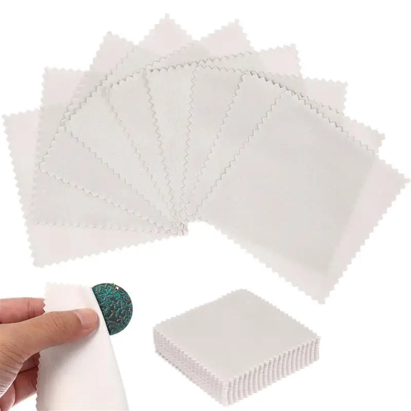 

50pcs 8x8cm Jewelry Cleaning Cloth Polishing Cloth For Sterling Silver Gold Silver- Beads Cleaning Towel Soft Cloths Towels