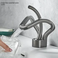 Faucet Bathroom Hollow Out Design Waterfall Basin Mixer Taps Cold and Hot Milk White Gold Basin Faucet Single Hole Torneira 3