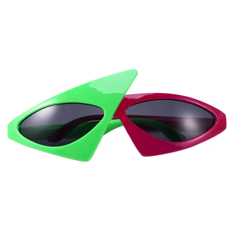 

Стиль хип-хоп, асимметричная искусственная кожа, новинка, зеленые, розовые контрастные очки, аксессуары для украшения