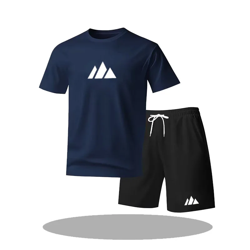 Men's Summer Fitness Sportswear Short-Sleeved T-Shirt And Shorts Two-Piece Set Breathable Quick-Drying Casual Wear