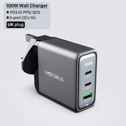 Powerful 100W GaN USB - C Wall Charger with PD Fast Charging Capability - UK Charger