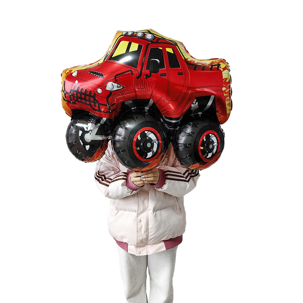 Große rote Monster Truck Party Luftballons Rad LKW Rennwagen Folienballons Kindergeburtstag Babyparty Auto Thema Partydekorationen – Detail 2