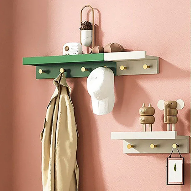 Wall Coat Rack Clothes Hanger Storage Shelf Multifunctional Coat Shelves Hat Hook Hallway Home Entrance Furniture Organizer Room