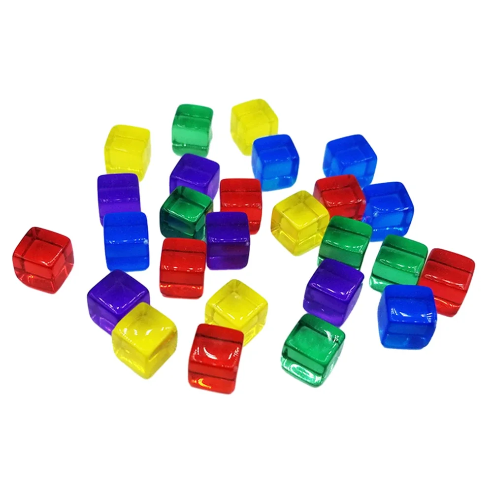 Red Acrylic Dices Set Clear Cube Colorful Square Corner Clear Dice Math Teaching Acrylic Dices Set Chess Pieces