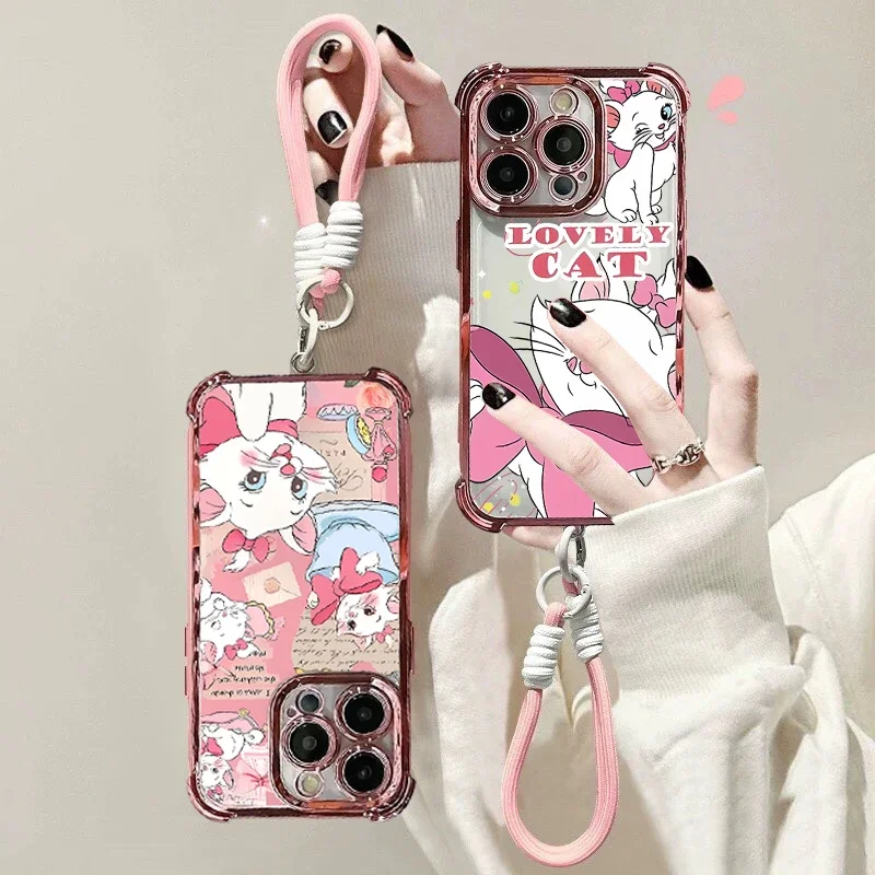 Cute Mary Cat Plating Clear Phone Case Cover