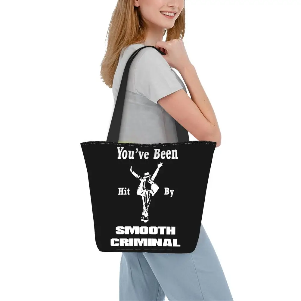 Vintage MJ Smooth Criminal Michael Jackson Shopping Tote Bag Canvas Large Capacity Shoulder Bags Shopper Grocery Handbag Women