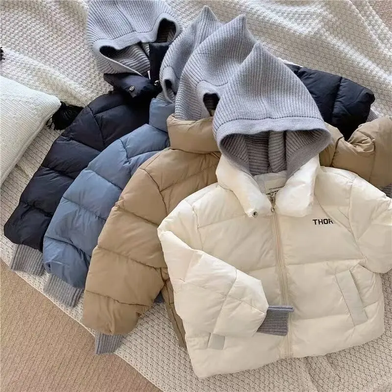 Children's Parkas Boys Winter Warm Coats Teen Fashion Hooded Jackets Thicken Kids Winter Outdoor New Boys Girls Jacket