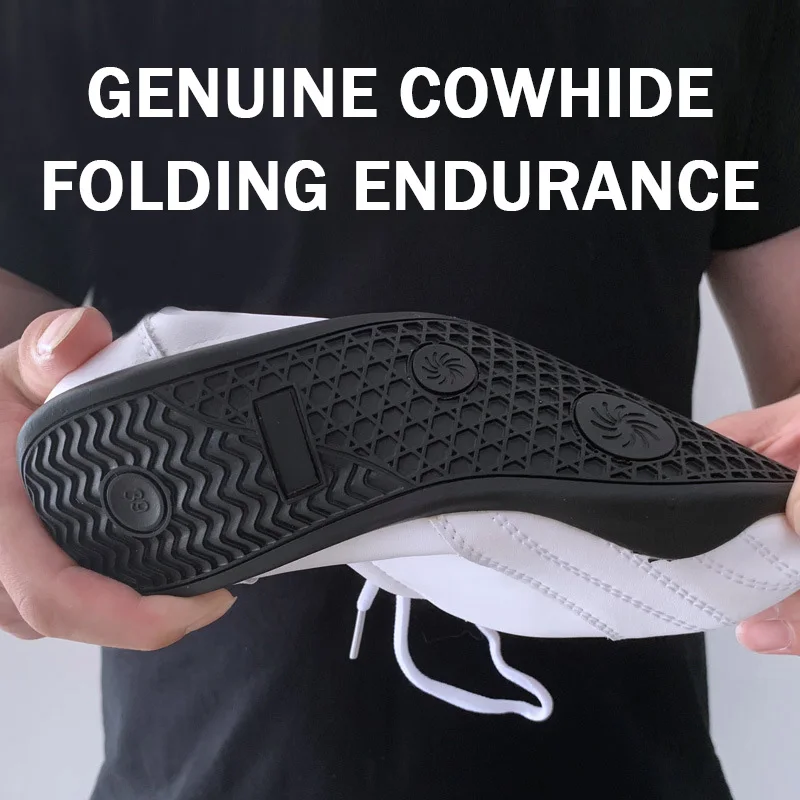 TaoBo Leather Breathable Kung Fu Tai Chi Shoes Size 35-45 Men Female Cow Tendon Bottom Martial Arts