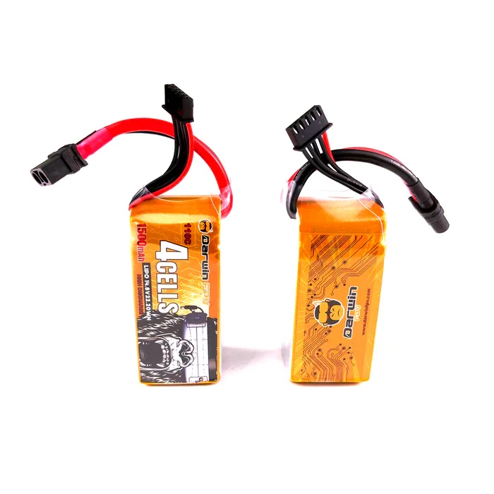 Lot de deux batteries LiPo 14.8V 1500mAh 110C 4S pour drone RC, emballage d'origine.