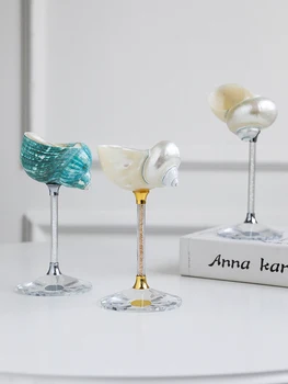 Ahunderjiaz-Natural Conch Shell Goblet Glass, Champagne Wine Glass, Kitchen Drinkware Set, Home Decoration Ornaments, Light Luxu 2