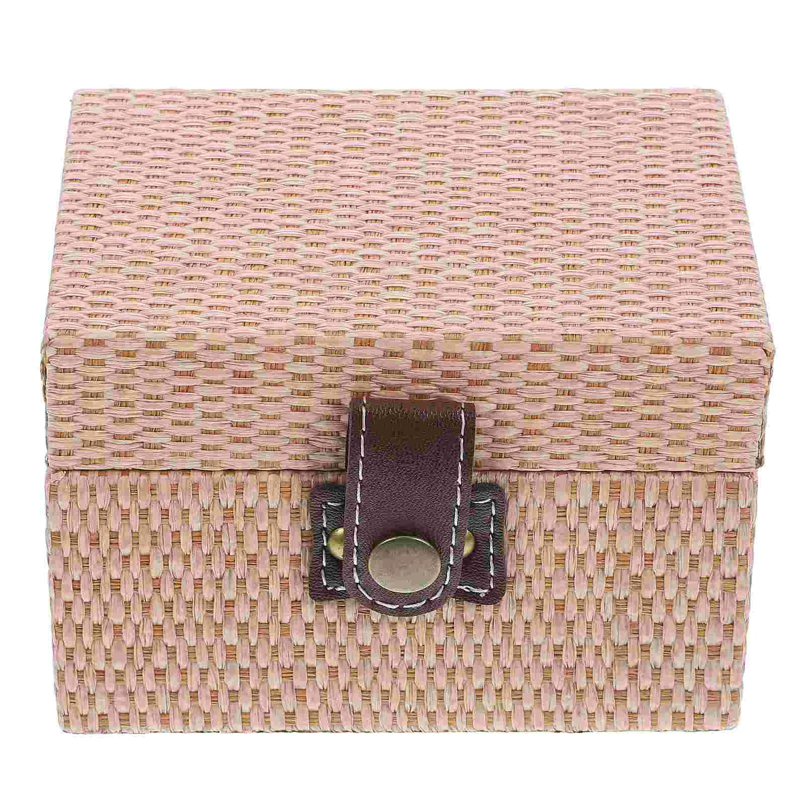 

Storage Bins with Lids Desktop Box Jewelry Organizer Home Case Bracelet Retro Wooden Holder Trinket