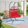 Indoor Outdoor Egg Hanging Chair with Stand - Double Patio Wicker Swing & Hammock Chair 1