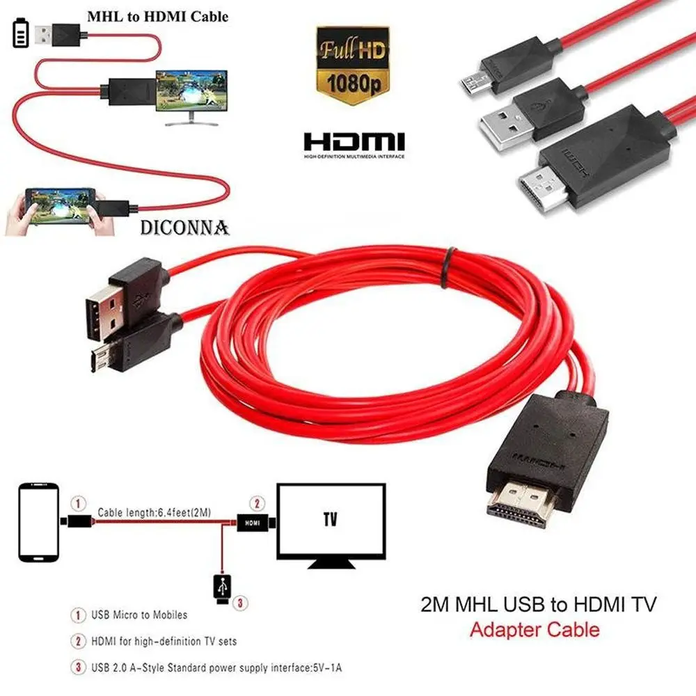 MHL Micro USB to HDMI 1080P HD TV Cable Adapter for Android Phones - Main Image